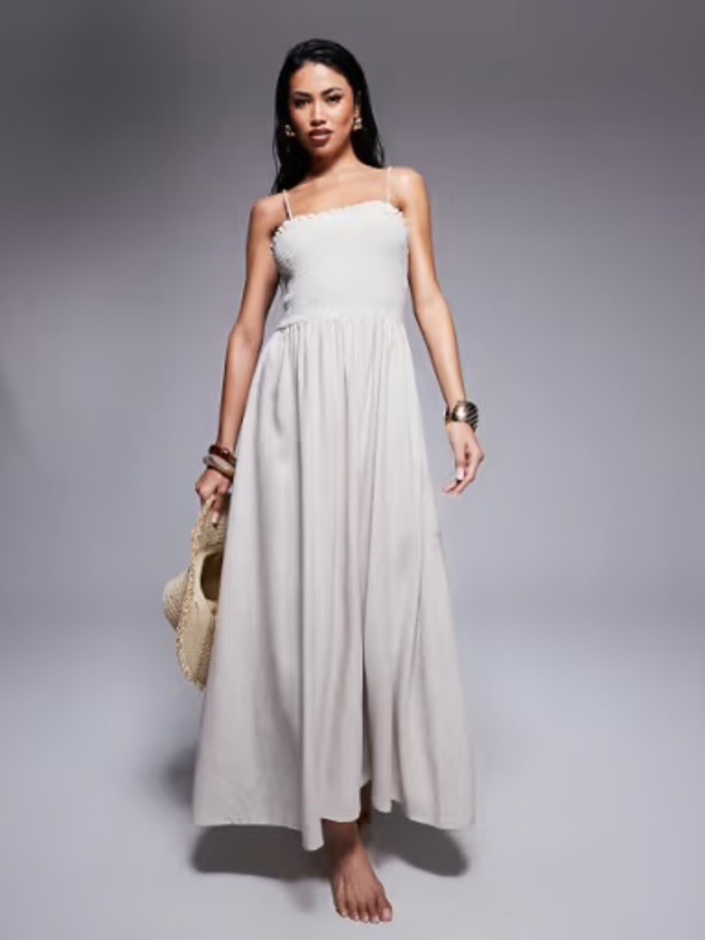 ASOS Isabel Linen blend bandeau maxi dress